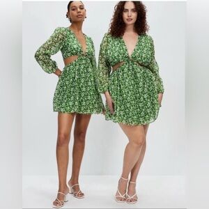 Abercrombie green white cutout Floral summer Dress